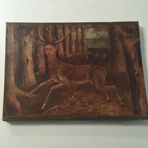 Vintage Made in Mexico Frida Kahlo Print Art Canvas The Wounded Deer
